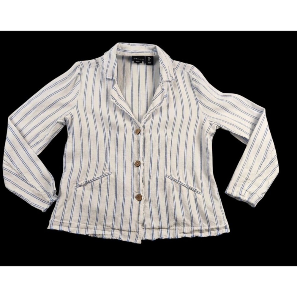 JNY Women's Linen Raw Hem Lightweight Jacket Size M